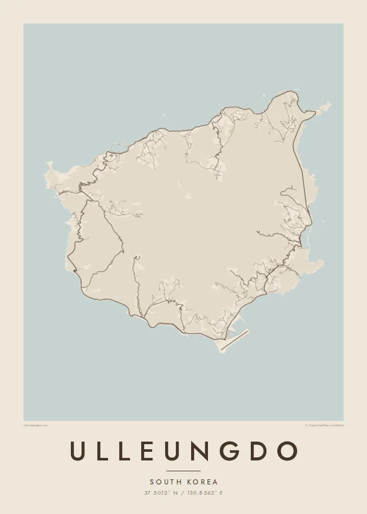 Ulleungdo map poster — Sand