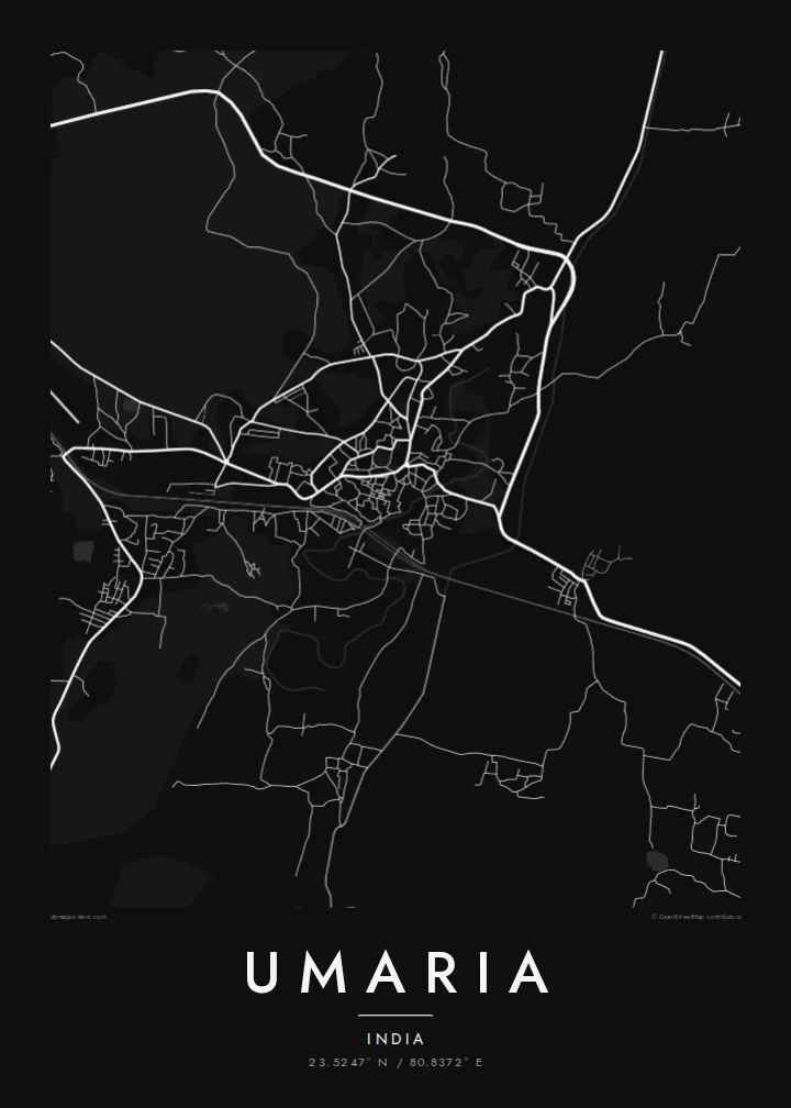 Umaria map poster — Noir