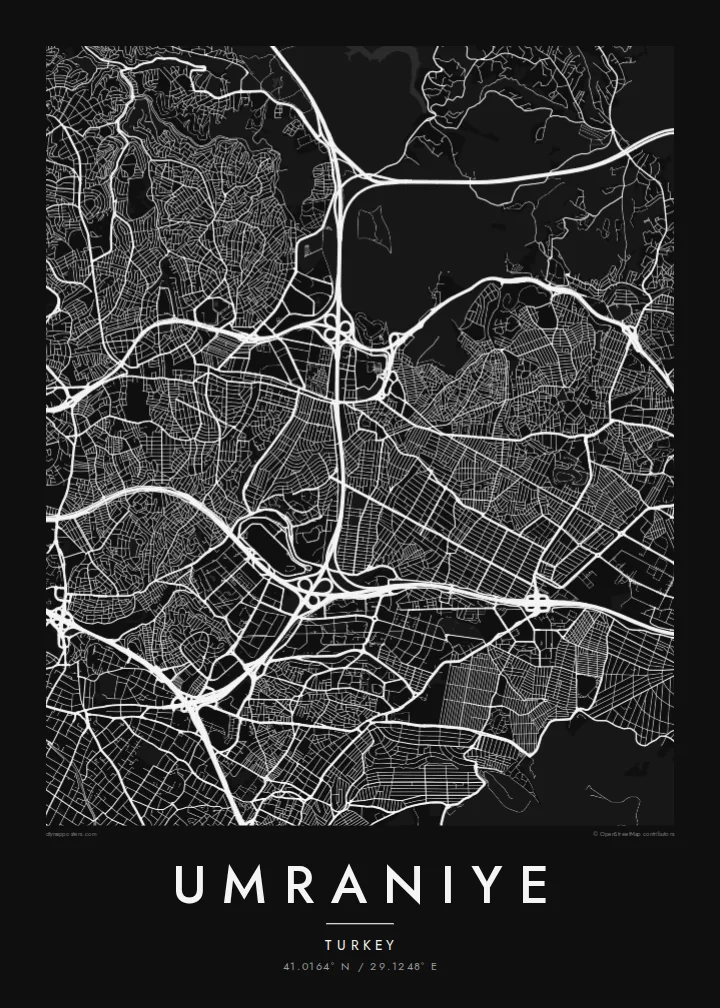 Umraniye map poster — Noir