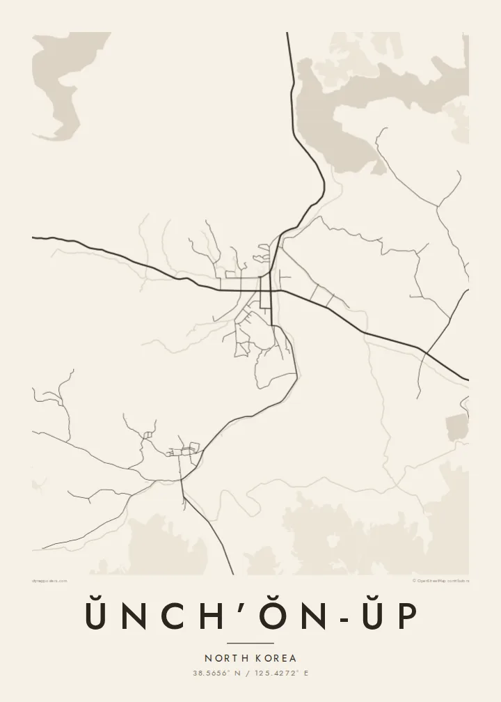Ŭnch’ŏn-ŭp map poster — Paper style