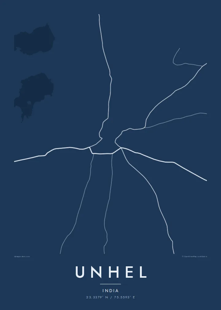 Unhel map poster — Blueprint style