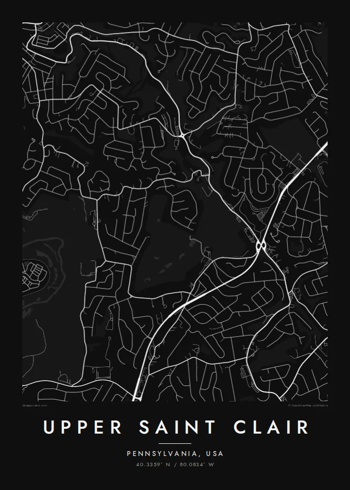 Upper Saint Clair map poster — Noir
