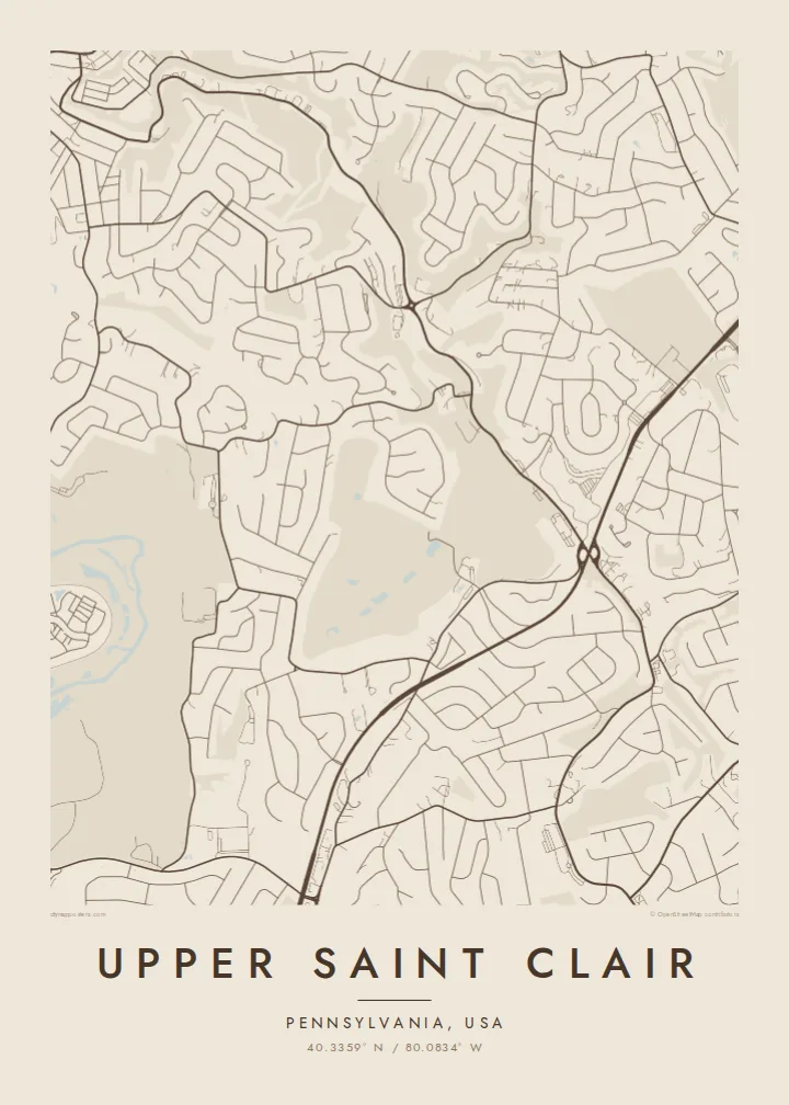 Upper Saint Clair map poster — Sand