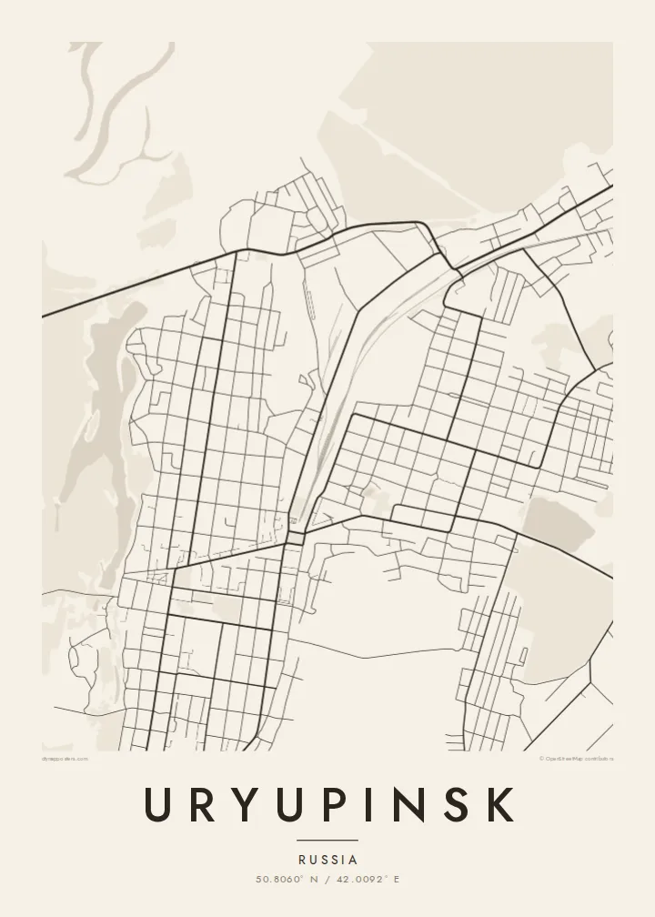 Uryupinsk map poster — Paper style