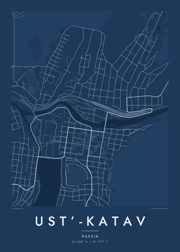 Ust’-Katav map poster — Blueprint