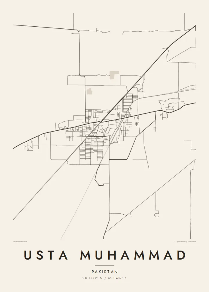 Usta Muhammad map poster — Paper