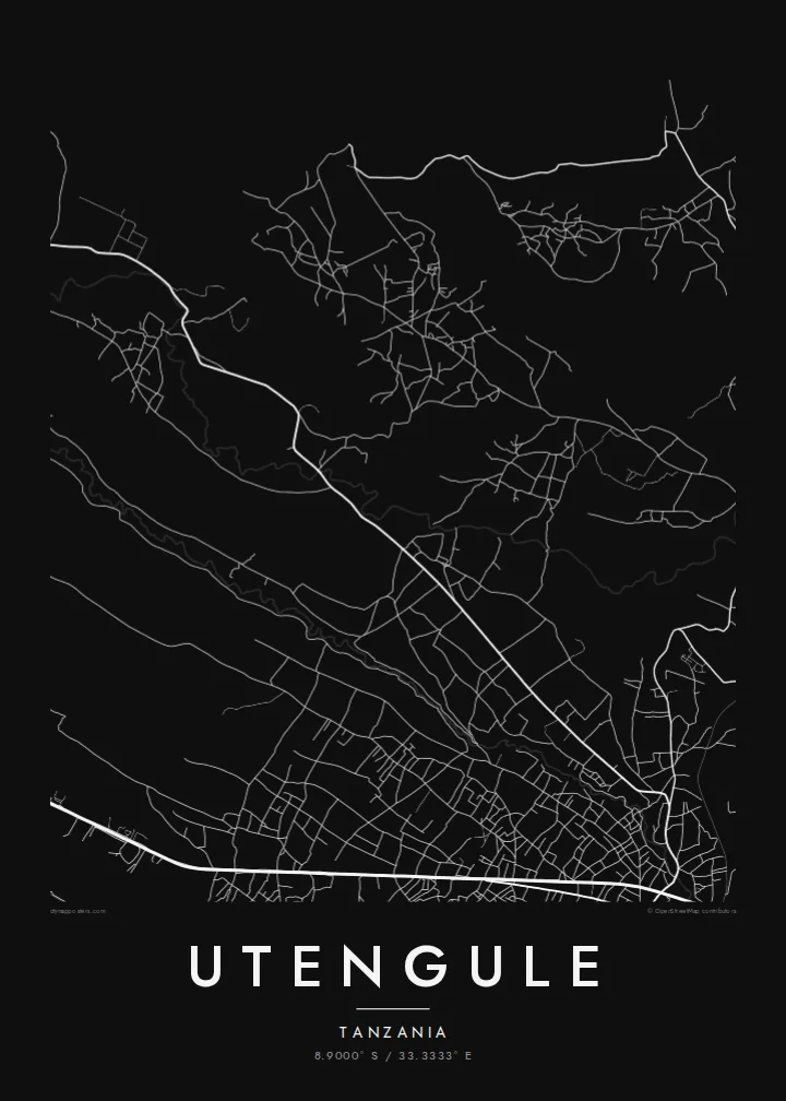 Utengule map poster — Noir style