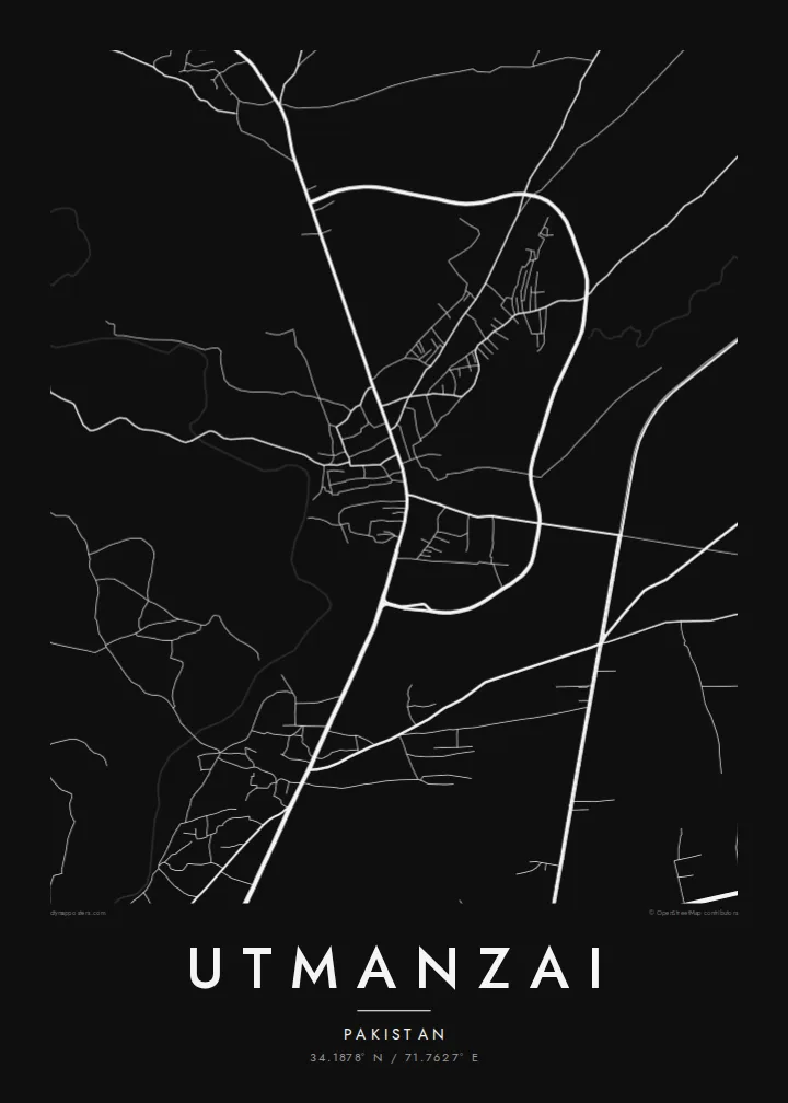 Utmanzai map poster — Noir style