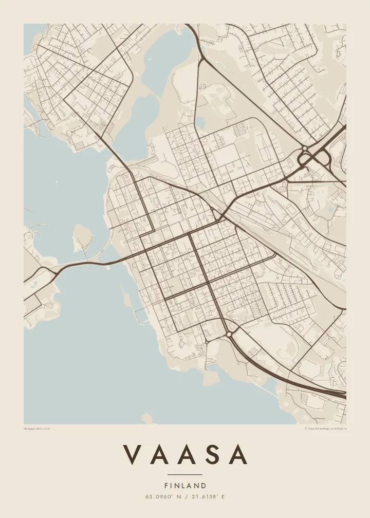 Vaasa map poster — Sand