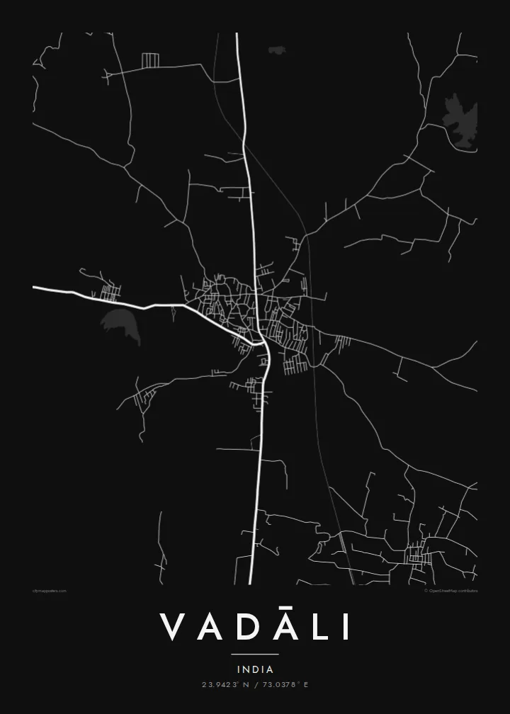 Vadāli map poster — Noir