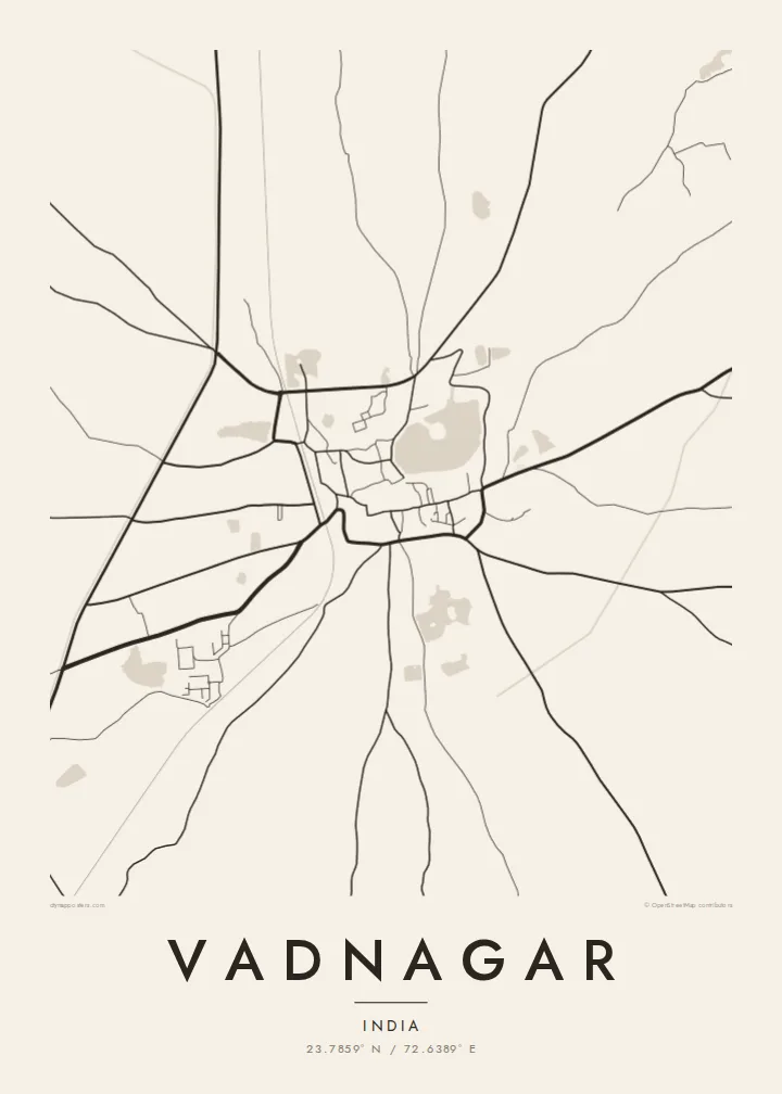 Vadnagar map poster — Paper style