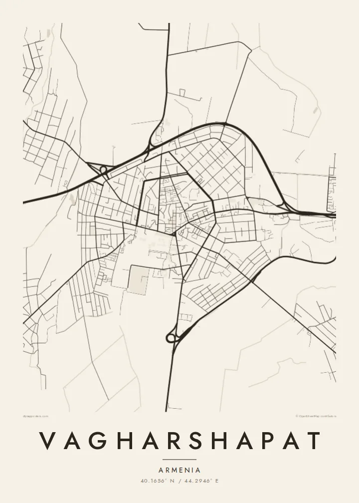 Vagharshapat map poster — Paper style
