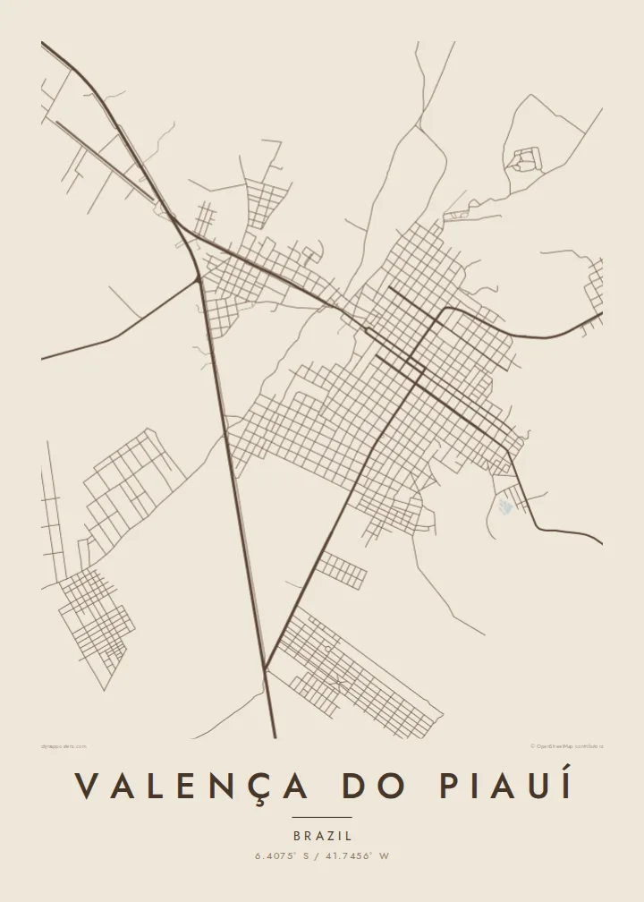Valença do Piauí map poster — Sand