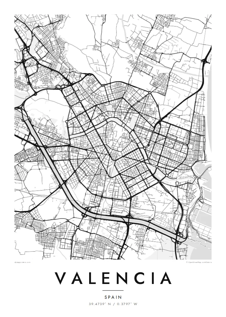Valencia: Stadtplan-Poster