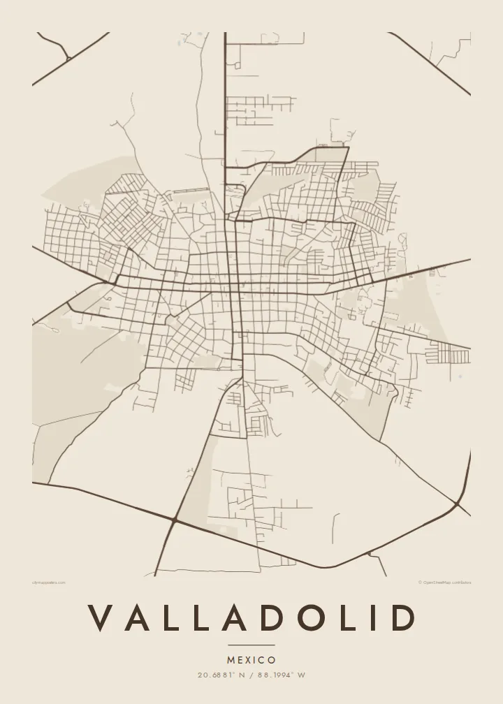 Valladolid map poster — Sand style