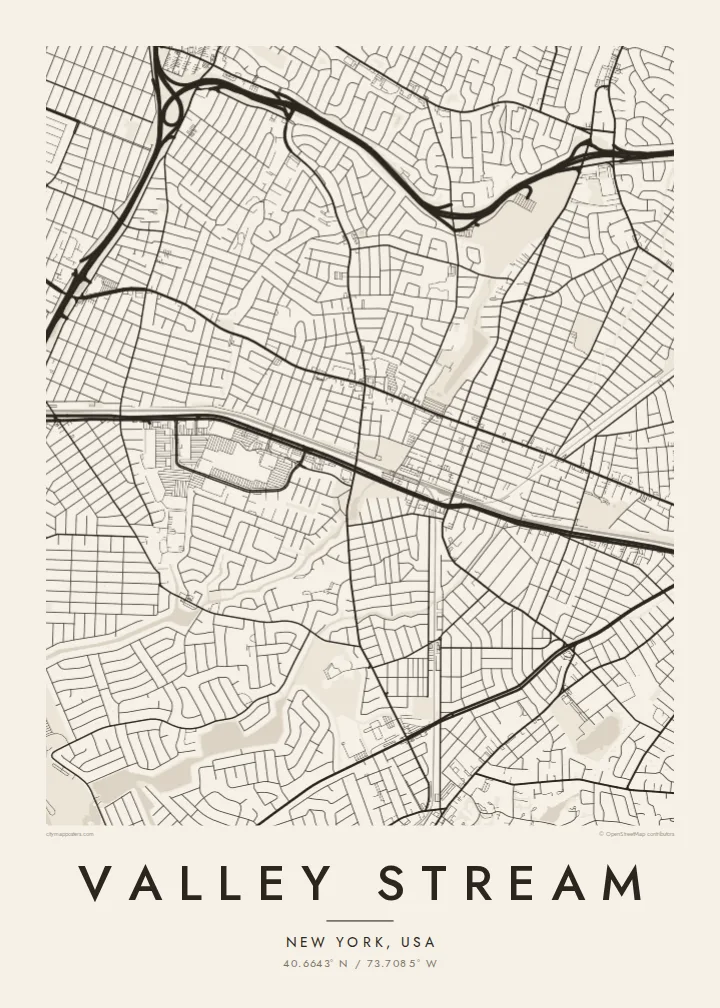 Valley Stream map poster — Paper