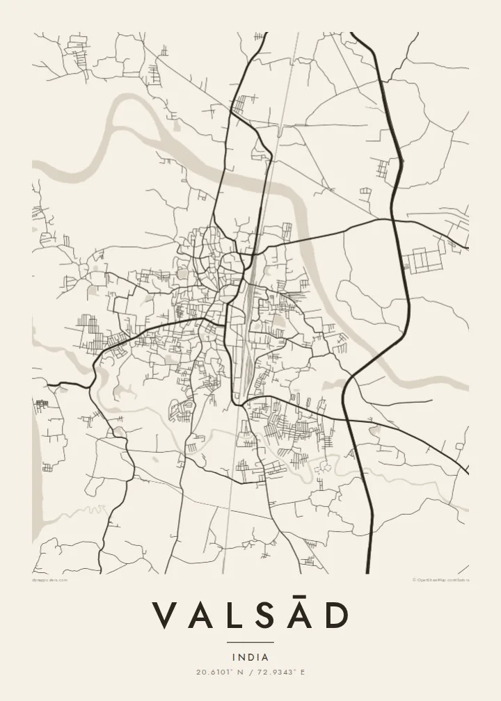 Valsād map poster — Paper