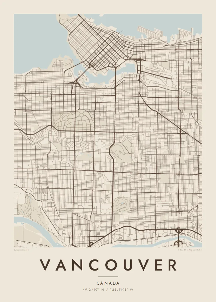 Vancouver map poster — Sand style