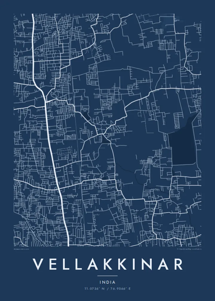 Vellakkinar map poster — Blueprint style