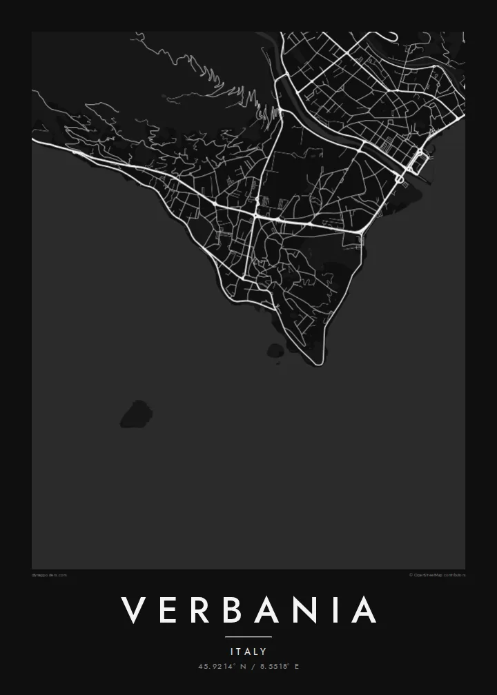 Verbania map poster — Noir