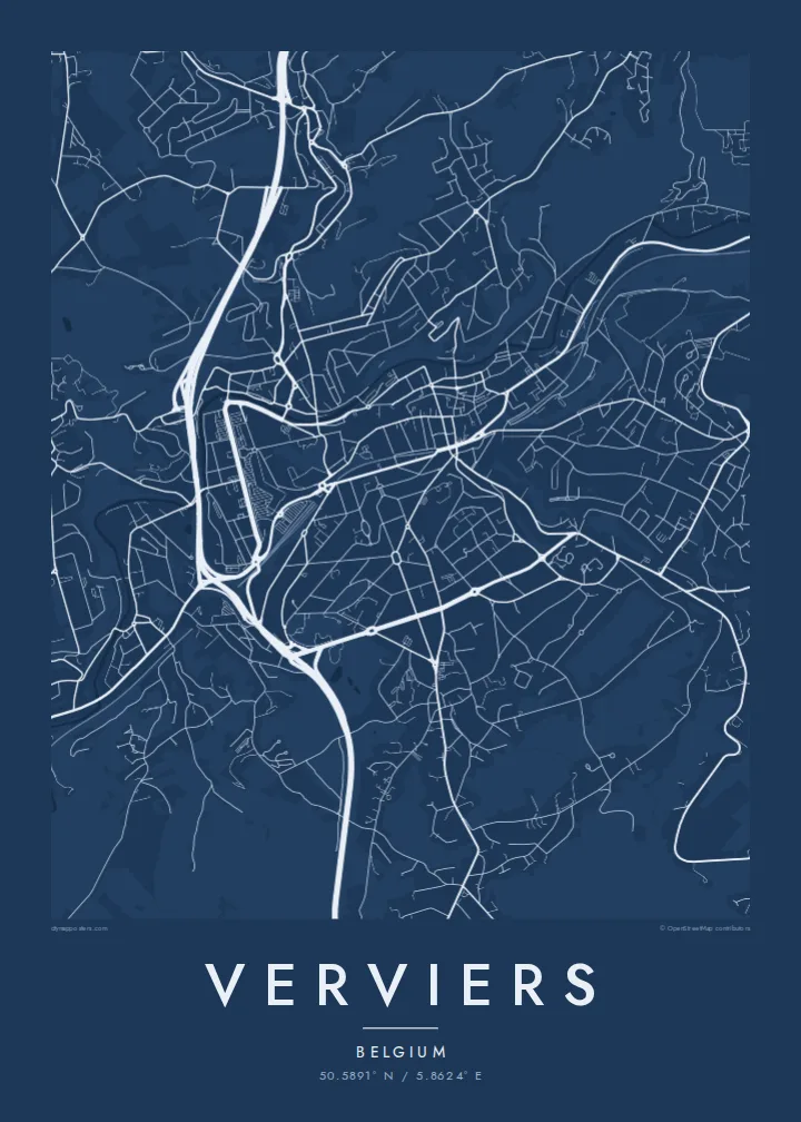 Verviers map poster — Blueprint
