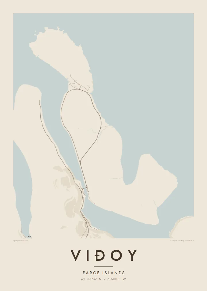 Viðoy map poster — Sand style