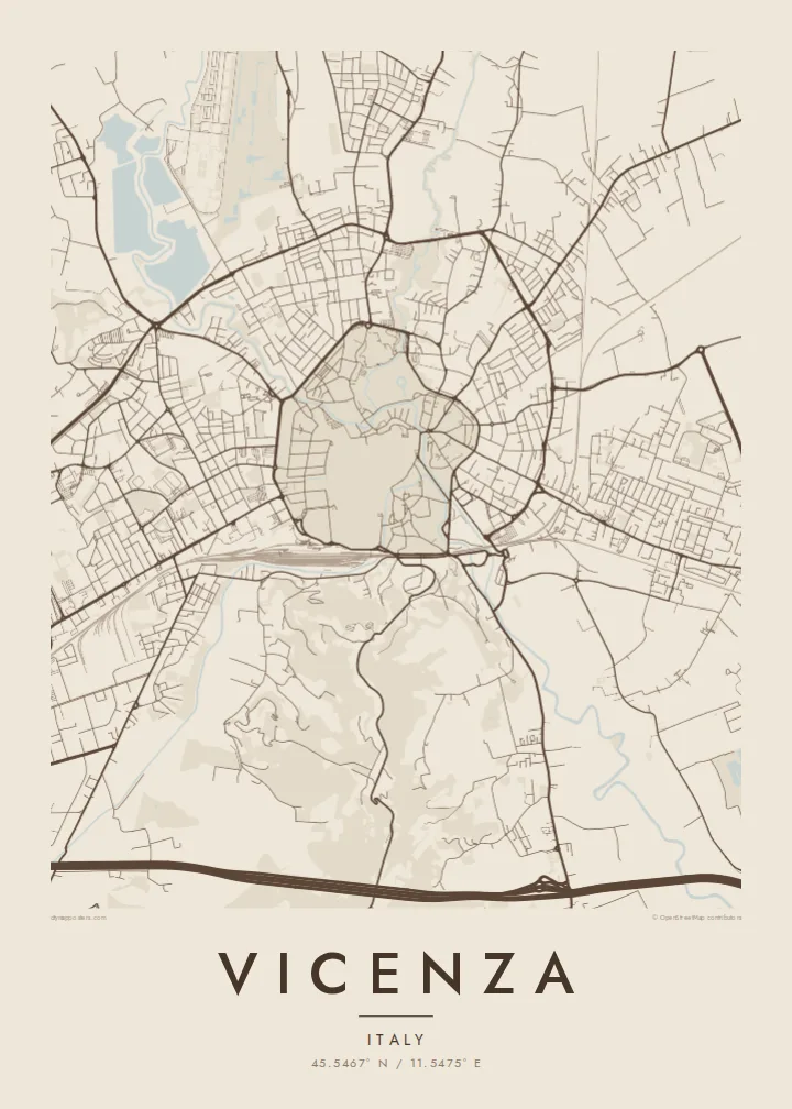 Vicenza map poster — Sand