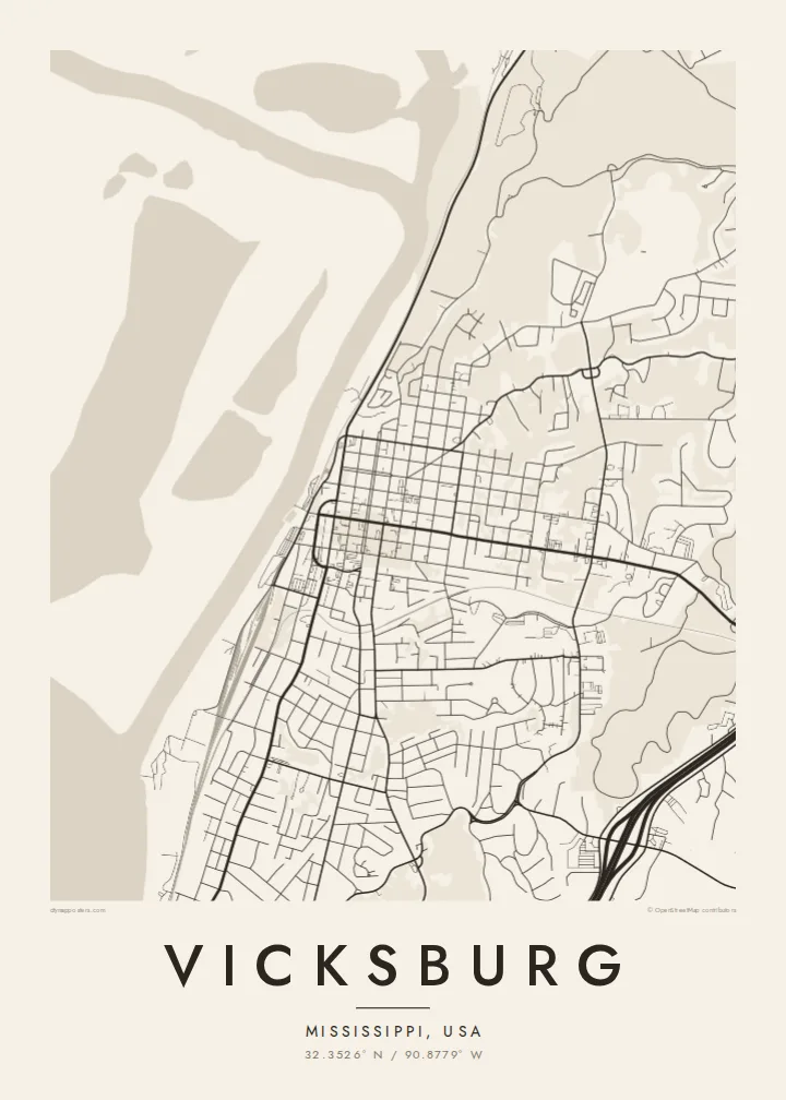 Vicksburg map poster — Paper style
