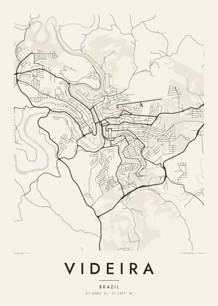Videira map poster — Paper style
