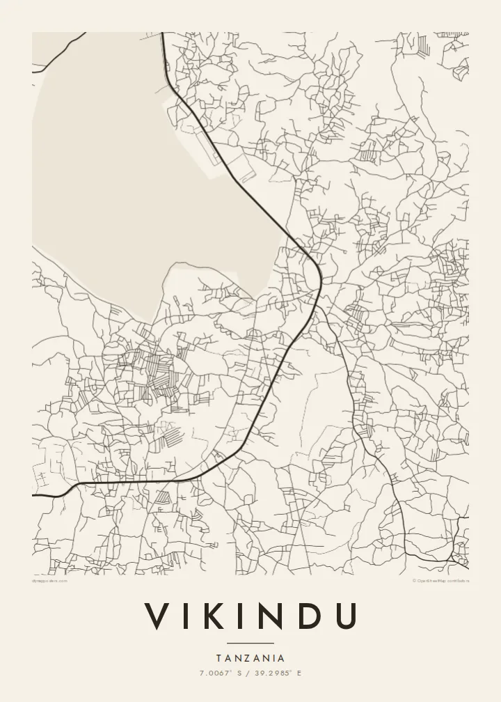Vikindu map poster — Paper style