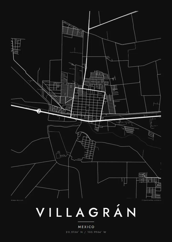 Villagrán map poster — Noir