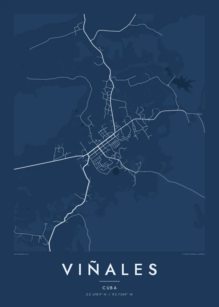 Viñales map poster — Blueprint style