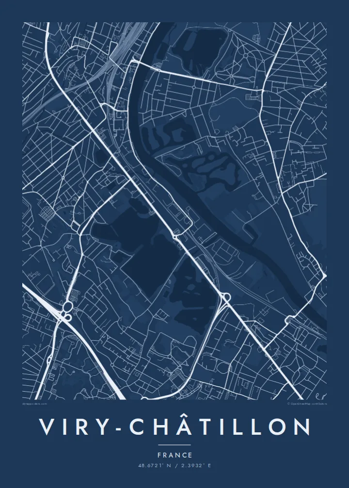 Viry-Châtillon map poster — Blueprint