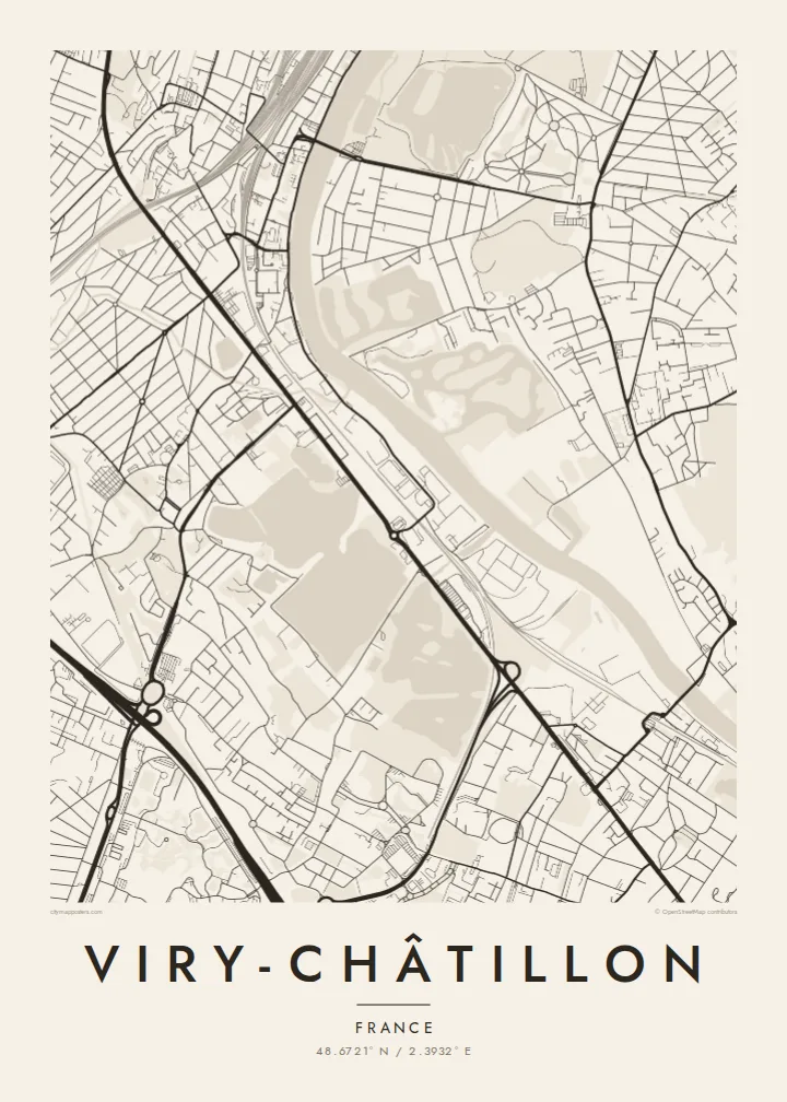 Viry-Châtillon map poster — Paper