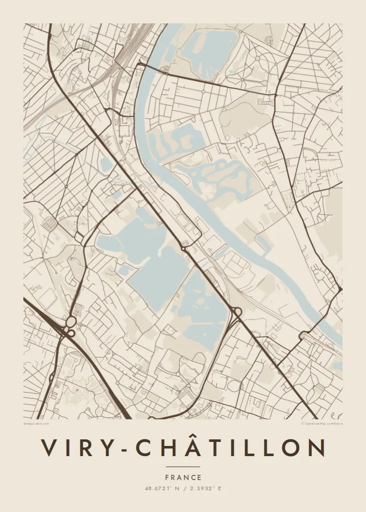 Viry-Châtillon map poster — Sand