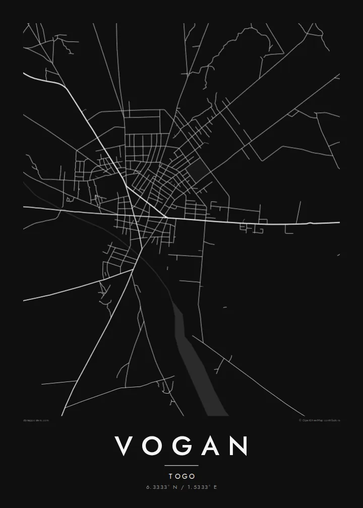 Vogan map poster — Noir