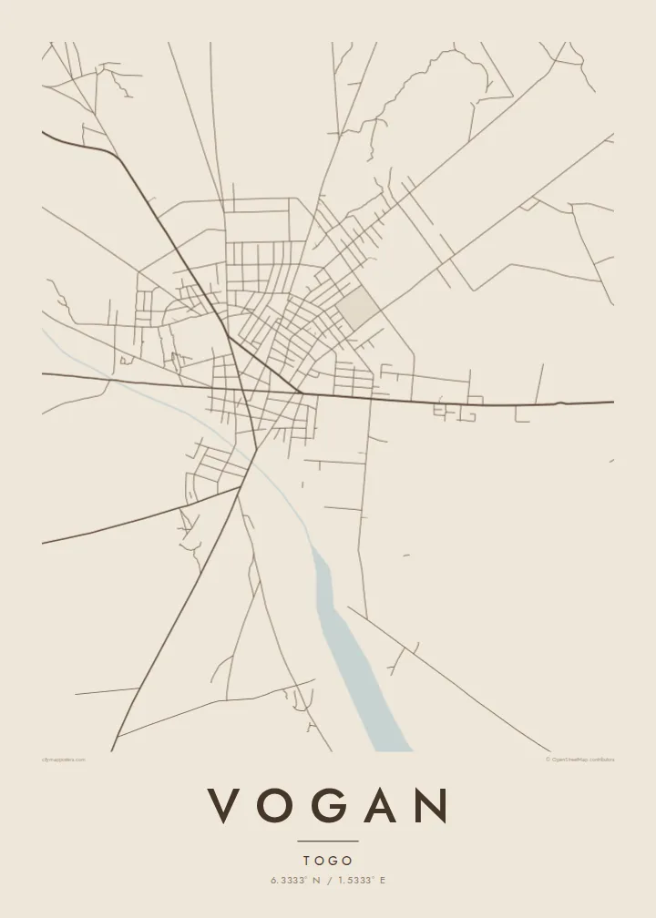 Vogan map poster — Sand