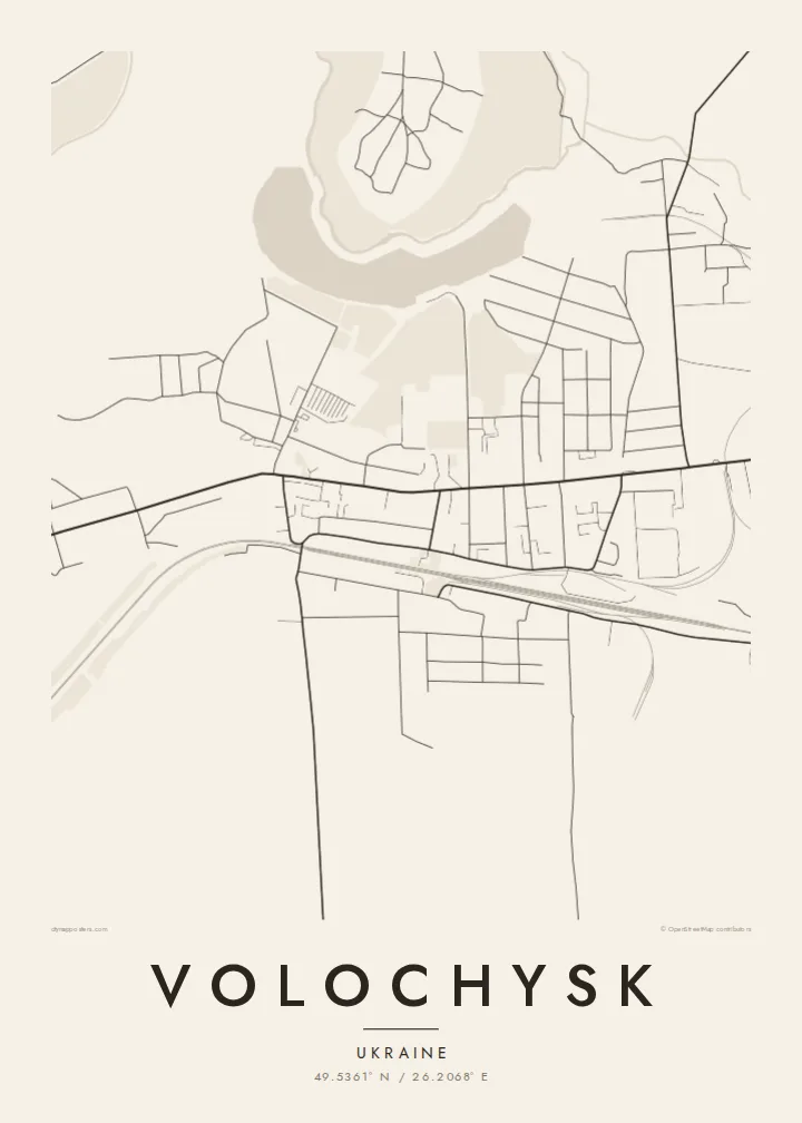 Volochysk map poster — Paper style
