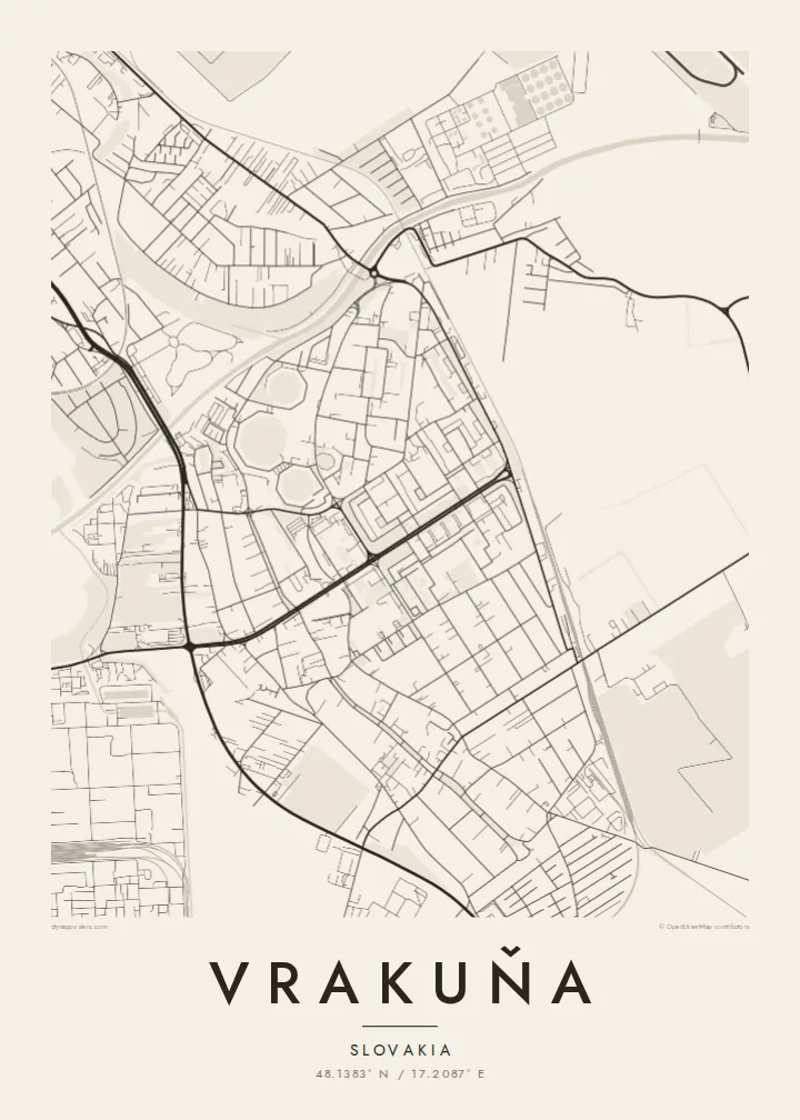 Vrakuňa map poster — Paper style