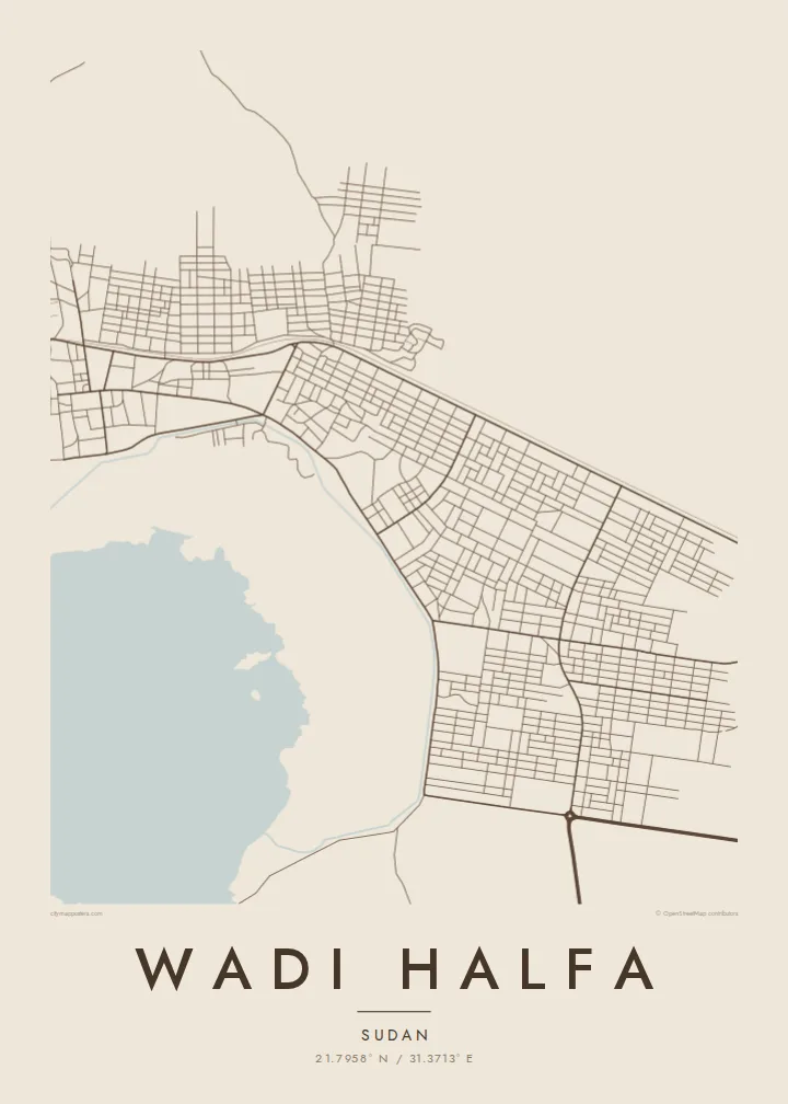 Wadi Halfa map poster — Sand