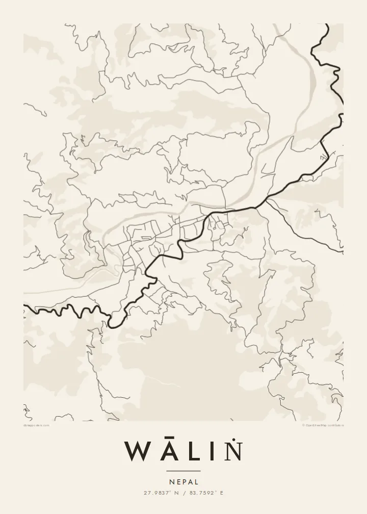 Wāliṅ map poster — Paper style