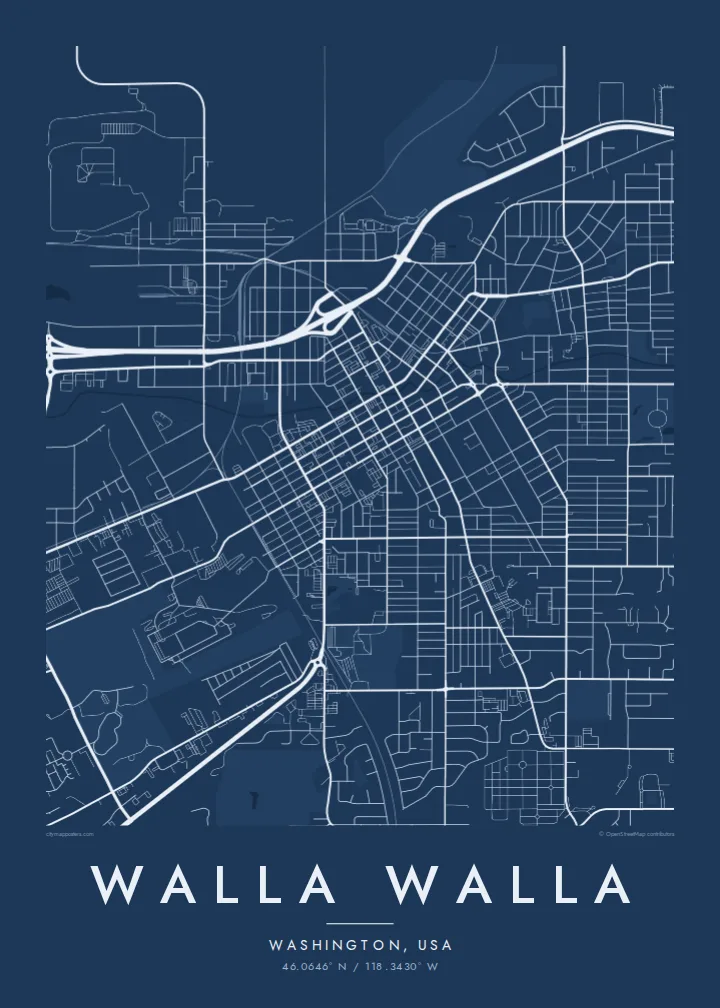 Walla Walla map poster — Blueprint