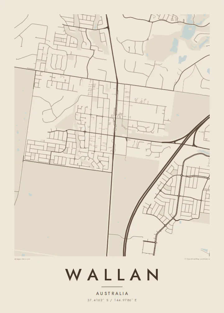 Wallan map poster — Sand style