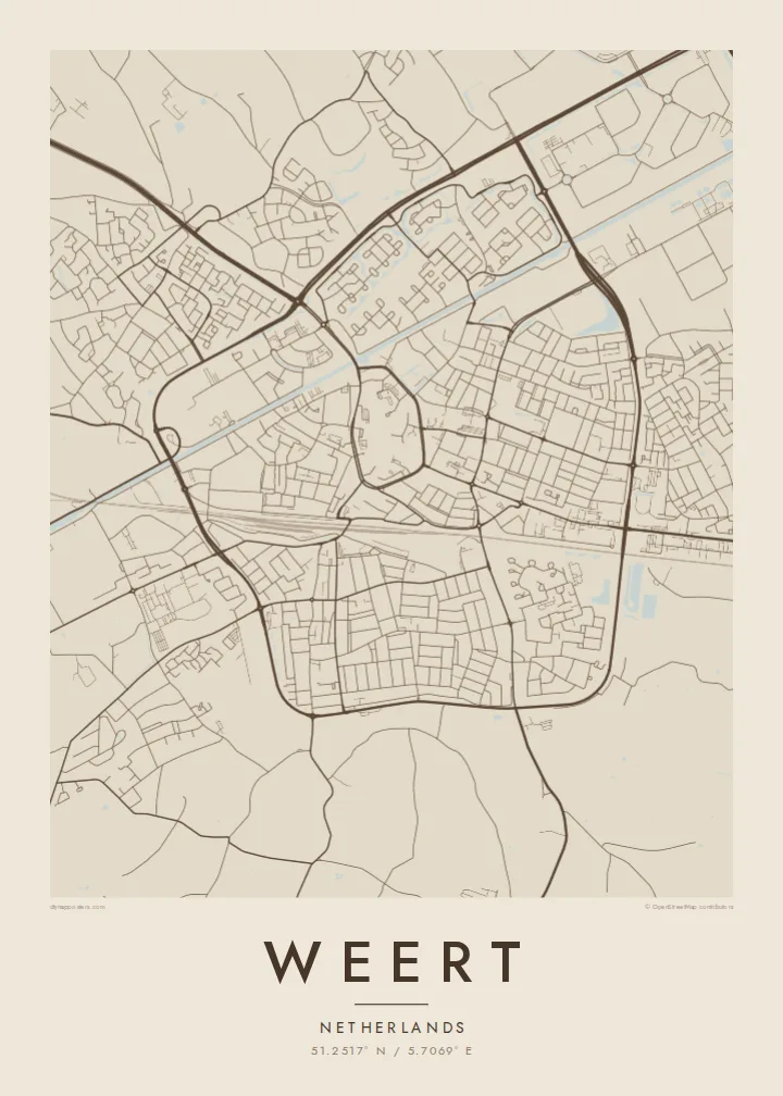 Weert map poster — Sand style