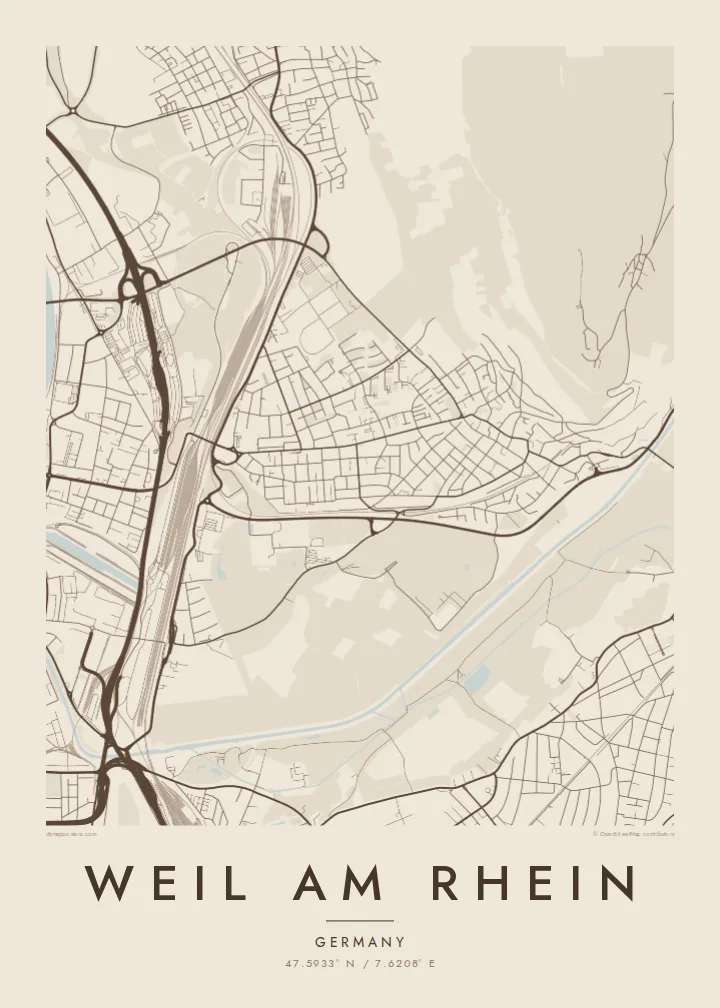 Weil am Rhein map poster — Sand style