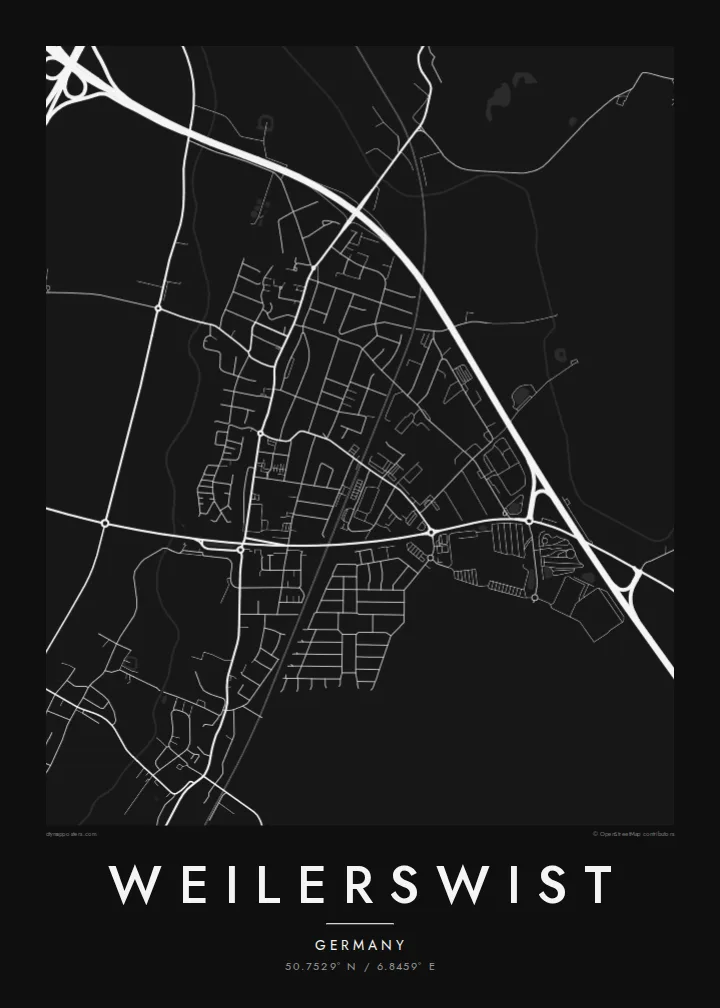 Weilerswist map poster — Noir