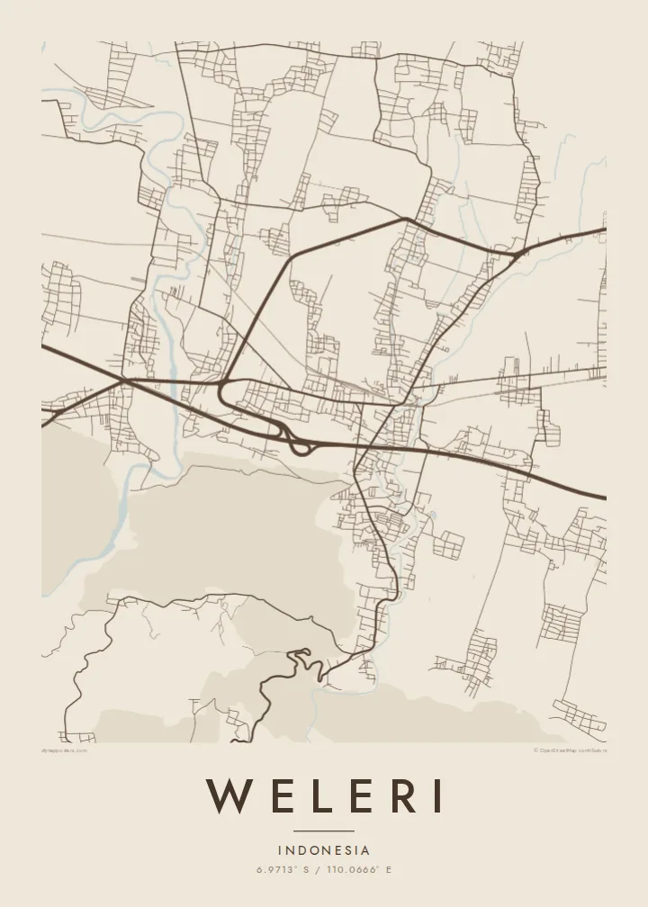 Weleri map poster — Sand style