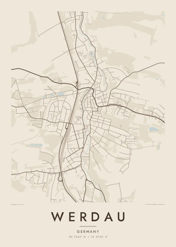 Werdau map poster — Sand style