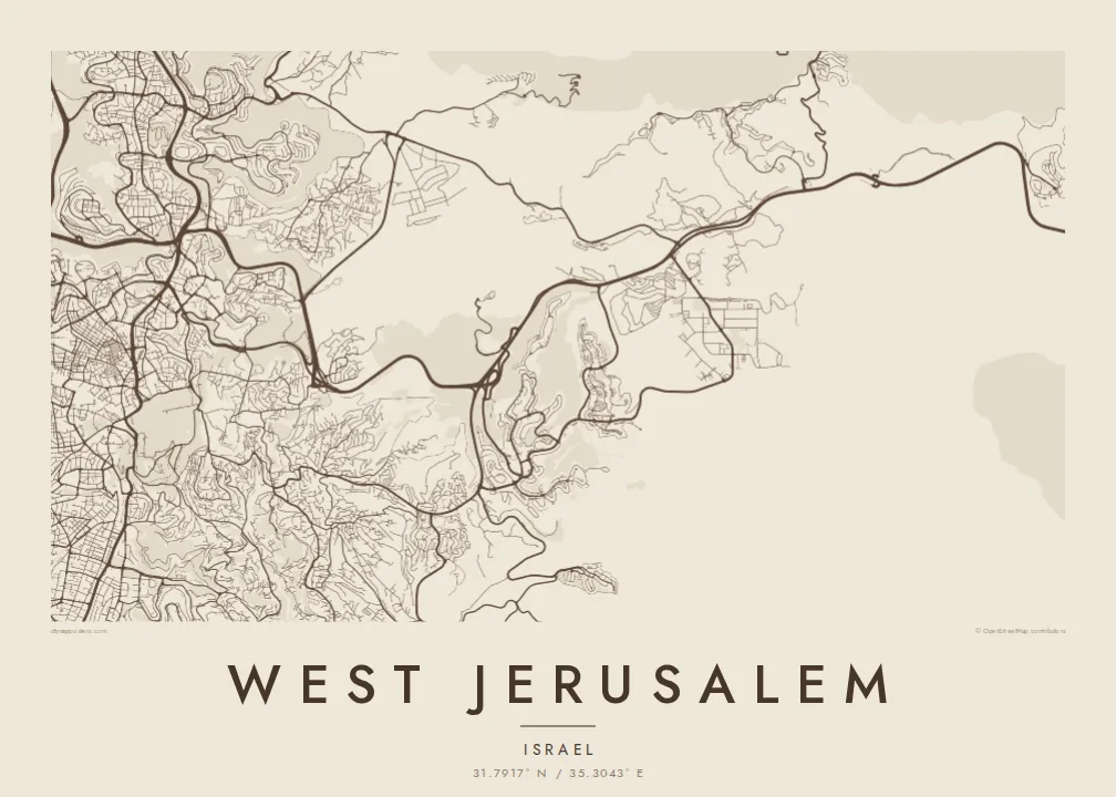 West Jerusalem map poster — Sand style