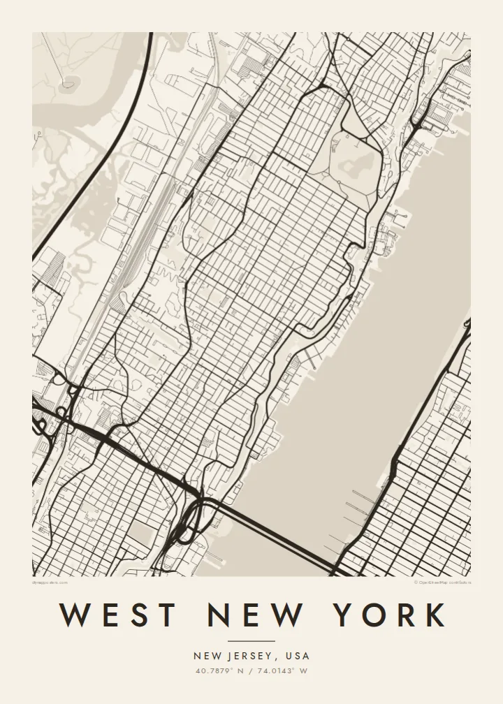 West New York map poster — Paper style